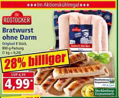Rostocker Bratwurst ohne Darm, 800-g-Packung
