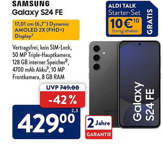 Samsung Galaxy S24 FE – 6,7" Dynamic AMOLED 2X Display