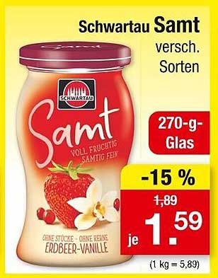 Schwartau Samt Erdbeer-Vanille 270-g-Glas - 15 % Rabatt