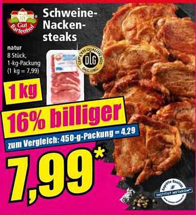 Schweine-Nackensteaks - natur, 1-kg-Packung