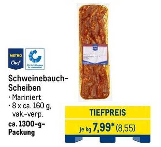 Schweinebauch-Scheiben, mariniert - 1300 g