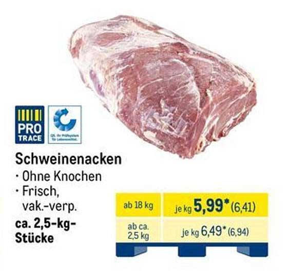 Schweinenacken ohne Knochen, frisch und vakuumverpackt