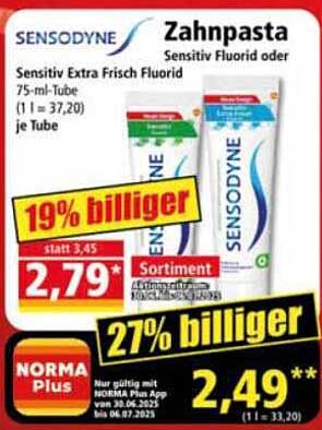 Sensodyne Zahnpasta - Sensitiv Extra Frisch Fluorid 75 ml