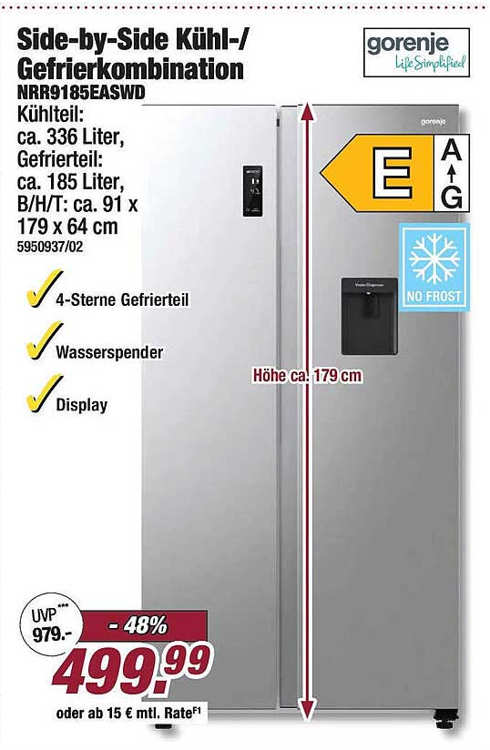 Side-by-Side Kühl-/Gefrierkombination NRR9185EASWD von Gorenje