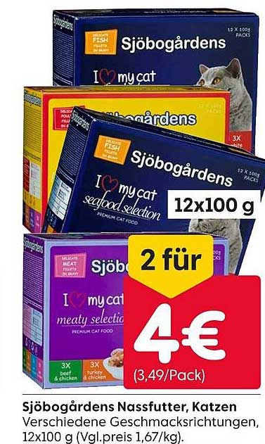 Sjöbogårdens Nassfutter für Katzen – 12x100 g (2 für 4 €)