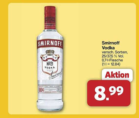 Smirnoff Vodka 0,7l - Aktion für kurze Zeit