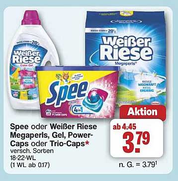 Spee oder Weißer Riese Megaperls, Gel, Power-Caps oder Trio-Caps – für strahlend saubere Wäsche