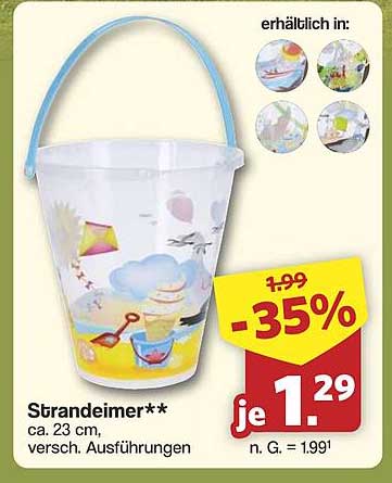 Strandeimer** ca. 23 cm, verschiedene Ausführungen