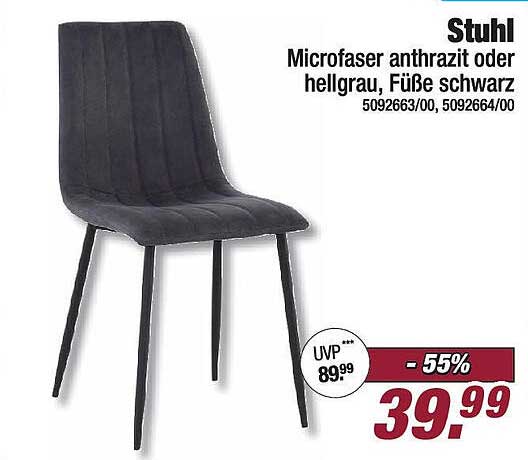 Stuhl Microfaser anthrazit oder hellgrau, Füße schwarz