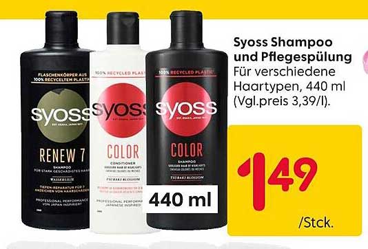 Syoss Shampoo und Pflegesülung 440 ml - für verschiedene Haartypen
