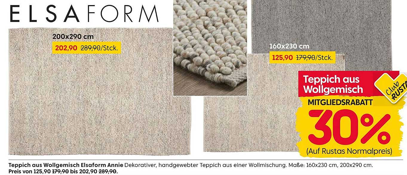 Teppich aus Wollgemisch Elsaflorm Annie – Handgewebt für Stil und Komfort