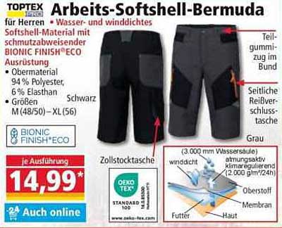 TOPTEX Arbeits-Softshell-Bermuda für Herren