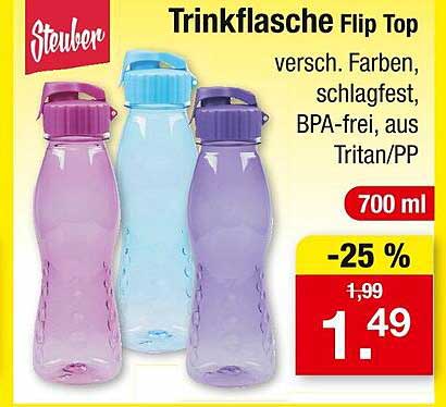 Trinkflasche Flip Top – 700 ml in verschiedenen Farben