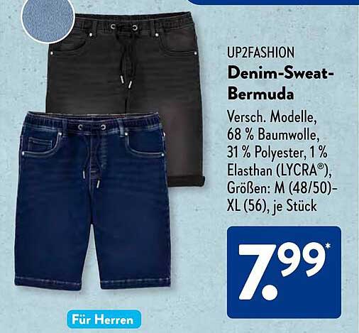 UP2FASHION Denim-Sweat-Bermuda für Herren