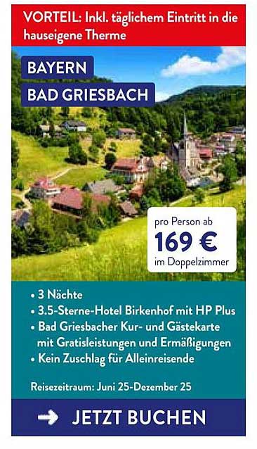 Urlaub im 3,5-Sterne-Hotel Birkenhof in Bad Griesbach – 3 Nächte ab 169 €