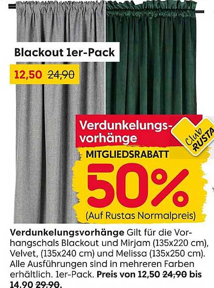Verdunkelungs-vorhänge 1er-Pack - Jetzt mit 50% Mitgliedsrabatt!
