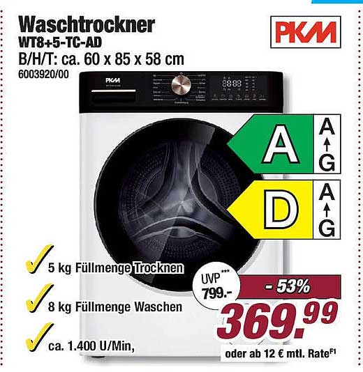Waschtrockner PKM WT8+5-TC-AD
