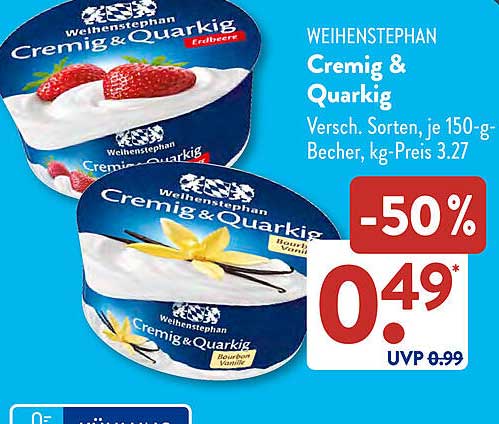 WEIHENSTEPHAN Cremig & Quarkig – Verschiedene Sorten, je 150-g-Becher
