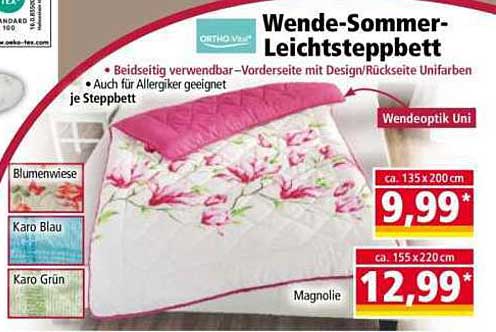 Wende-Sommer-Leichtsteppbett