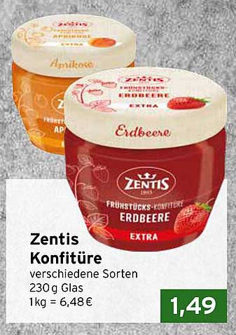 Zentis Konfitüre verschiedene Sorten 230g Glas
