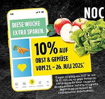 10% auf Obst & Gemüse vom 21. bis 26. Juli 2025