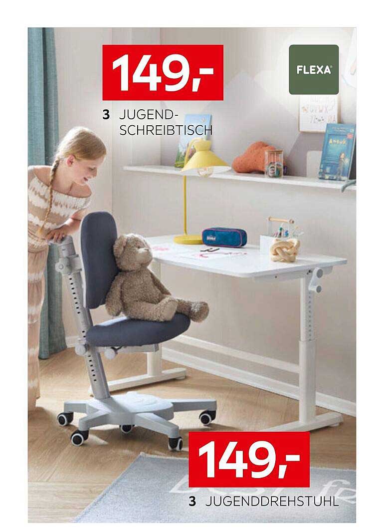 3 Jugend-Schreibtisch und 3 Jugenddrehstuhl