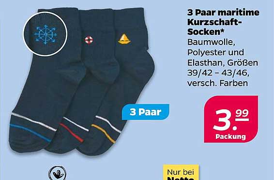 3 Paar maritime Kurzschaft-Socken