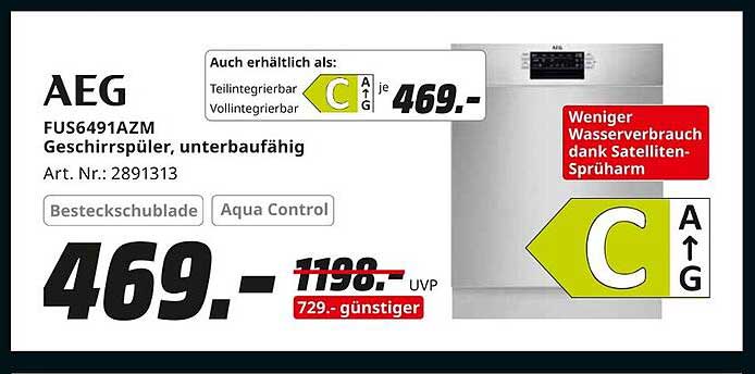 AEG FUS6491AZM Geschirrspüler, unterbaufähig