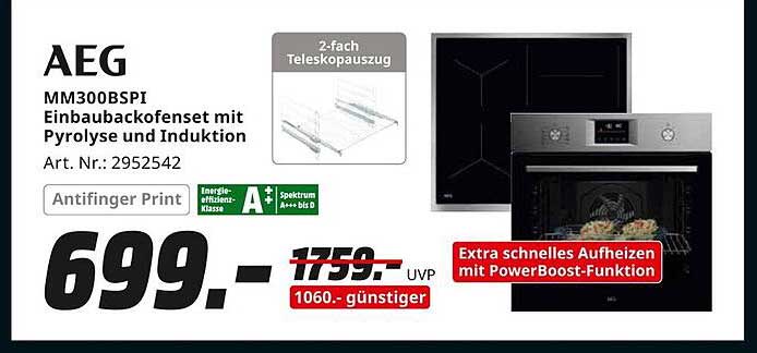 AEG MM300BSPI Einbaubackofenset mit Pyrolyse und Induktion