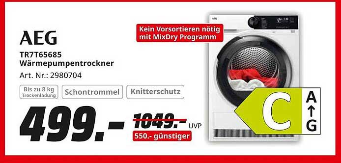 AEG TR7T65685 Wärmepumpentrockner