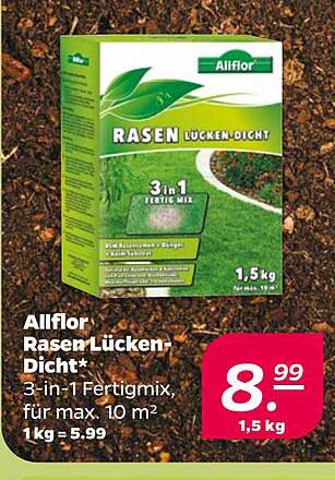 Allflor Rasen Lücken-Dicht 3-in-1 Fertigmix, 1,5 kg