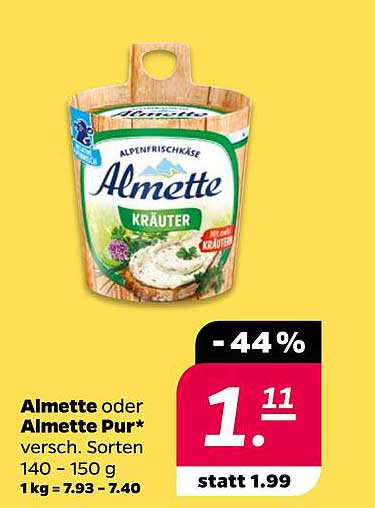 Almette oder Almette Pur – Alpenfrischkäse in verschiedenen Sorten