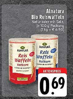 Alnatura Bio Reiswaffeln Natur oder mit Salz, je 160 g Packung