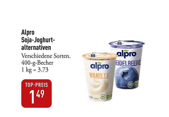 Alpro Soja-Joghurt-Alternativen verschiedene Sorten 400-g-Becher
