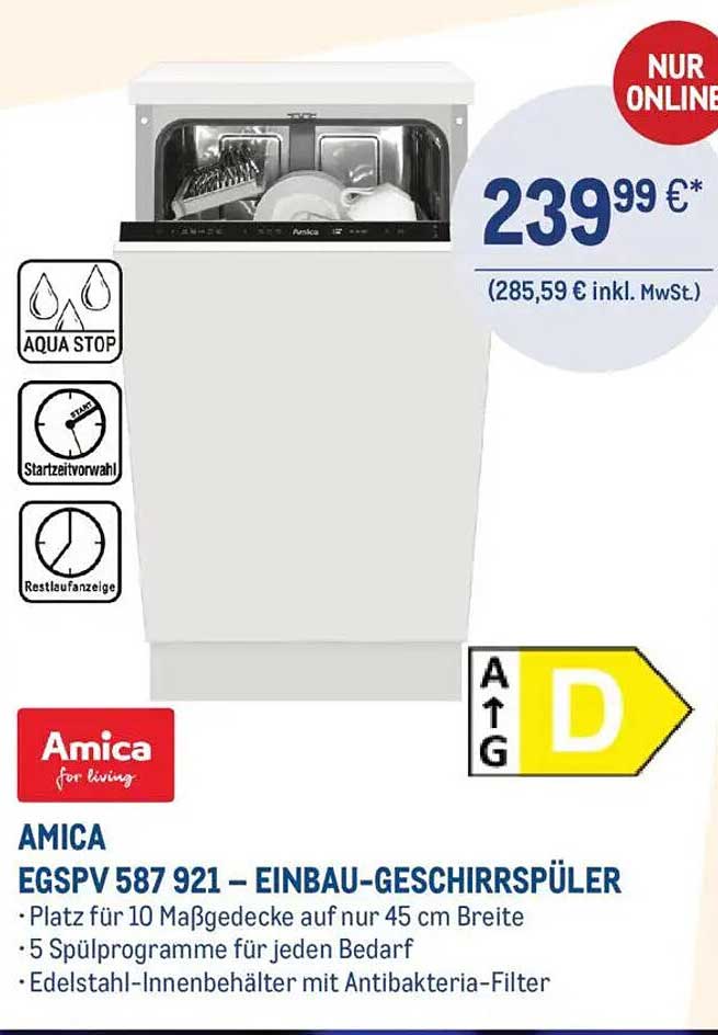 AMICA EGSPV 587 921 – EINBAU-GESCHIRRSPÜLER