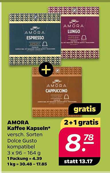 AMORA Kaffee Kapseln - verschiedene Sorten, Dolce Gusto kompatibel