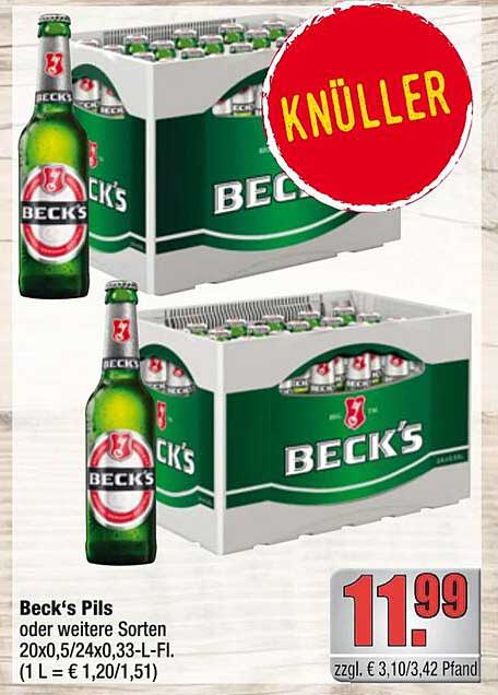 Beck's Pils oder weitere Sorten 20x0,5/24x0,33-L-Fl.