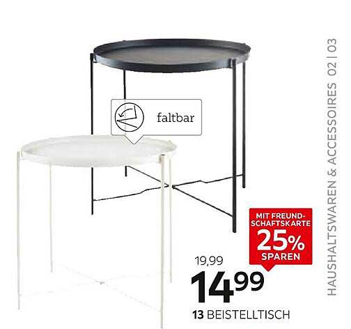 Beistelltisch – Faltbar in Schwarz und Weiß