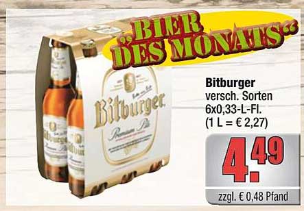 Bitburger Bier des Monats - 6x0,33 L