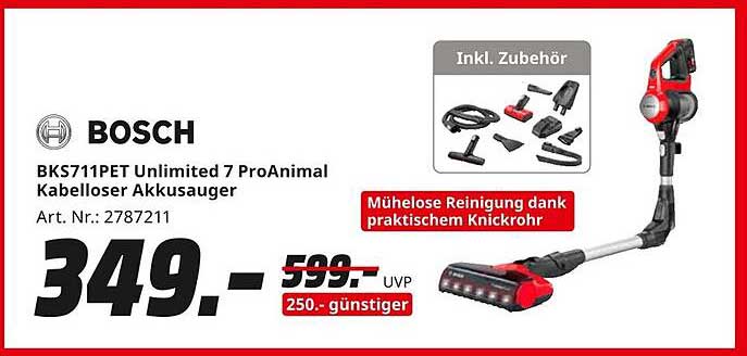 BOSCH BKS711PET Unlimited 7 ProAnimal Kabelloser Akkusauger