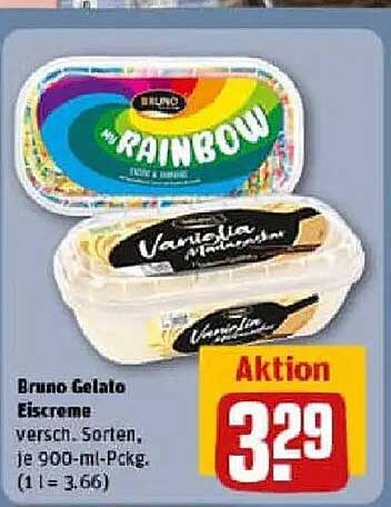 Bruno Gelato Eiscreme - Verschiedene Sorten, je 900-ml-Pckg.
