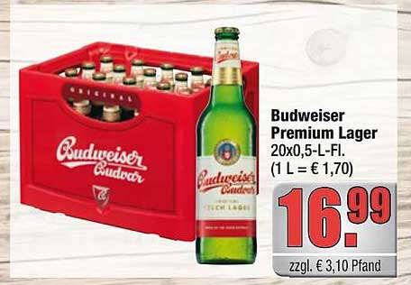 Budweiser Premium Lager 20x0,5-L-Fl.