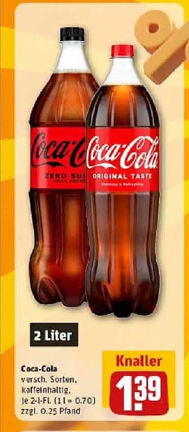 Coca-Cola 2 Liter in verschiedenen Sorten für nur 1,39 €