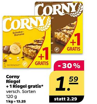 Corny Riegel + 1 Riegel gratis – verschiedene Sorten 120 g