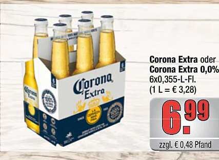 Corona Extra oder Corona Extra 0,0%, 6 x 0,355 L – Das erfrischende Angebot!