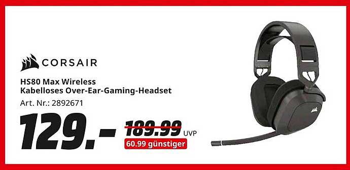 Corsair HS80 Max Wireless Kabelloses Over-Ear-Gaming-Headset