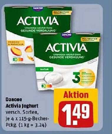 Danone Activia Joghurt verschiedene Sorten, je 4 x 115-g-Becher
