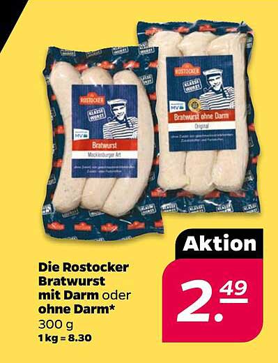 Die Rostocker Bratwurst mit Darm oder ohne Darm* 300 g