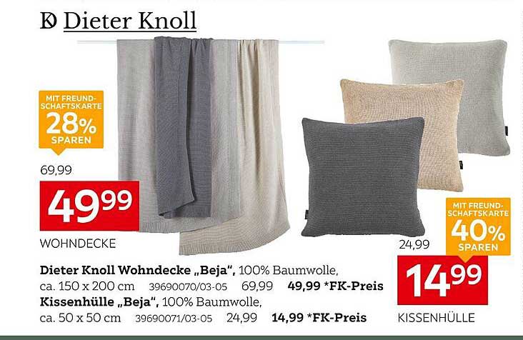Dieter Knoll Wohndecke „Beja“ und Kissenhülle „Beja“