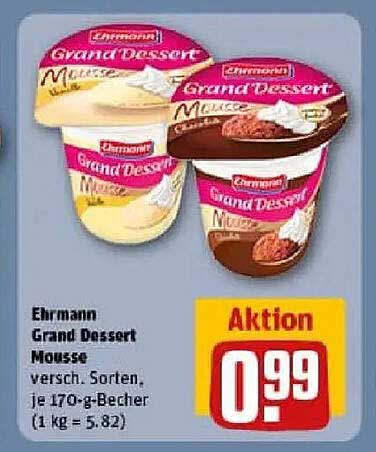 Ehrmann Grand Dessert Mousse, verschiedene Sorten, je 170-g-Becher
